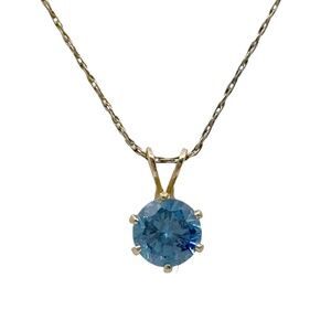 Gold filled blue topaz solitaire pendant - GM723